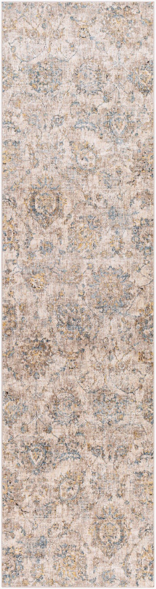 Livabliss Mirabel Traditional Fringe Area Rug Soft Polyester Weave for Large Living Spaces Teal, Pale Blue 2'7" x 10' MBE2316-2710