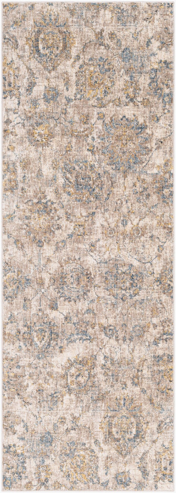 Livabliss Mirabel Traditional Fringe Area Rug Soft Polyester Weave for Large Living Spaces Teal, Pale Blue 2'7" x 7'3" MBE2316-2773