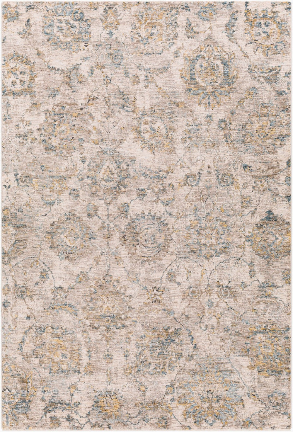 Livabliss Mirabel Traditional Fringe Area Rug Soft Polyester Weave for Large Living Spaces Teal, Pale Blue 2' x 2'11" MBE2316-23