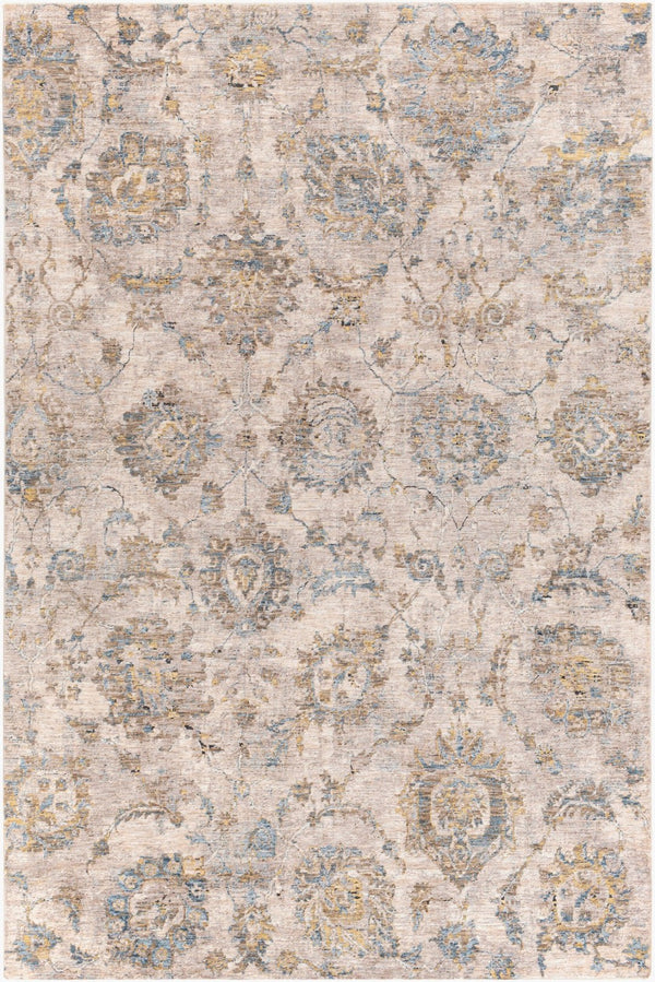 Livabliss Mirabel Traditional Fringe Area Rug Soft Polyester Weave for Large Living Spaces Teal, Pale Blue 6'7" x 9'6" MBE2316-6796