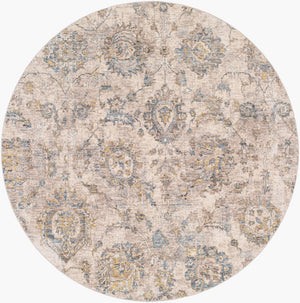 Livabliss Mirabel Traditional Fringe Area Rug Soft Polyester Weave for Large Living Spaces Teal, Pale Blue 6'7" x 6'7" MBE2316-67RD