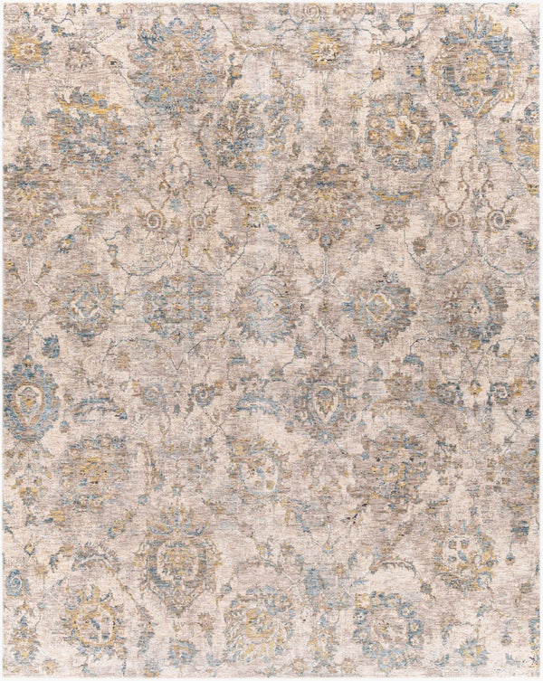 Livabliss Mirabel Traditional Fringe Area Rug Soft Polyester Weave for Large Living Spaces Teal, Pale Blue 7'10" x 10'2" MBE2316-710103