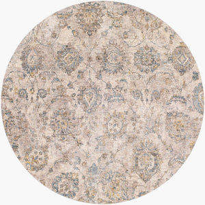 Livabliss Mirabel Traditional Fringe Area Rug Soft Polyester Weave for Large Living Spaces Teal, Pale Blue 7'10" x 7'10" MBE2316-710RD