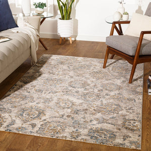 Livabliss Mirabel Traditional Fringe Area Rug Soft Polyester Weave for Large Living Spaces Teal, Pale Blue 2' x 2'11" MBE2316-23