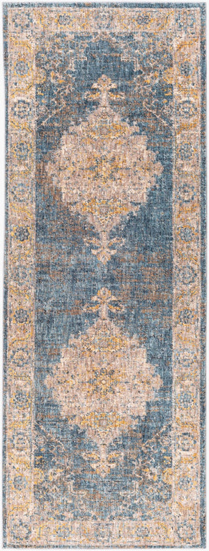 Livabliss Mirabel Traditional Fringe Area Rug Machine Woven Polyester for Living Dining Rooms Teal, Pale Blue 2'7" x 10' MBE2317-2710