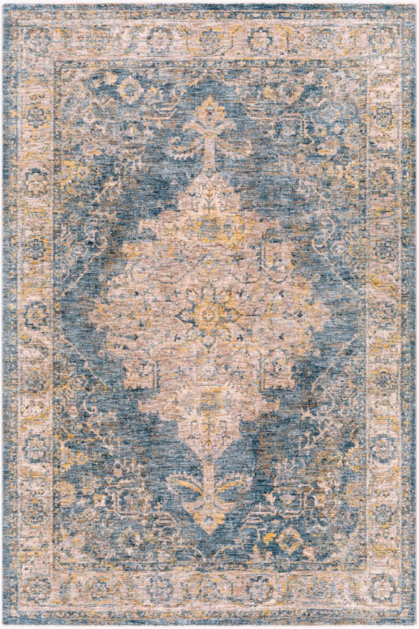 Livabliss Mirabel Traditional Fringe Area Rug Machine Woven Polyester for Living Dining Rooms Teal, Pale Blue 2' x 2'11" MBE2317-23