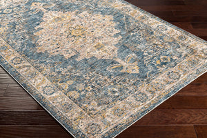 Livabliss Mirabel Traditional Fringe Area Rug Machine Woven Polyester for Living Dining Rooms Teal, Pale Blue 6'7" x 9'6" MBE2317-6796