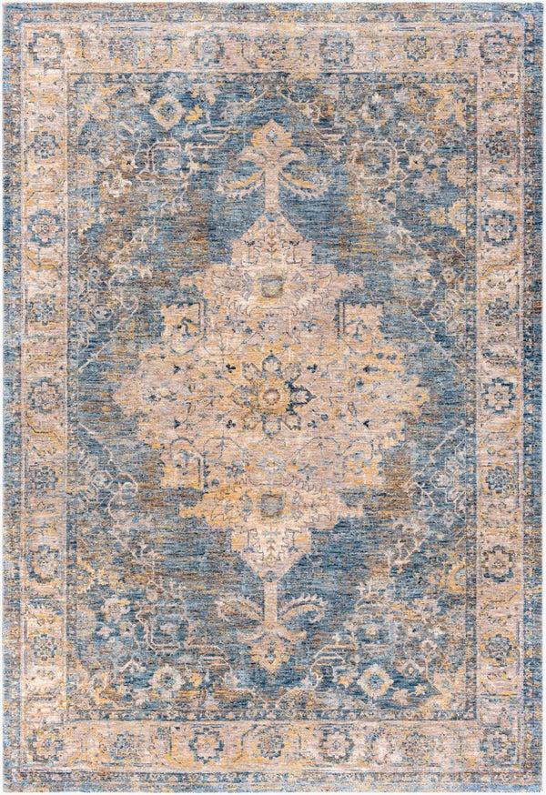 Livabliss Mirabel Traditional Fringe Area Rug Machine Woven Polyester for Living Dining Rooms Teal, Pale Blue 6'7" x 9'6" MBE2317-6796