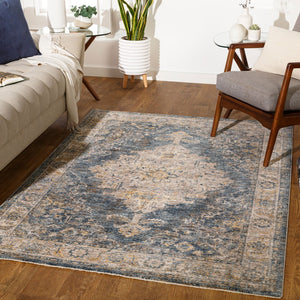 Livabliss Mirabel Traditional Fringe Area Rug Machine Woven Polyester for Living Dining Rooms Teal, Pale Blue 6'7" x 9'6" MBE2317-6796