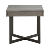 Homelegance By Top-Line Saskai Wood Finish End Table with One Drawer Grey MDF