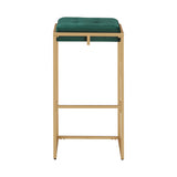 Homelegance By Top-Line Piper Gold Finish Velvet Button Tufted 29" Bar Height Stools (Set of 2) Green Engineered Wood