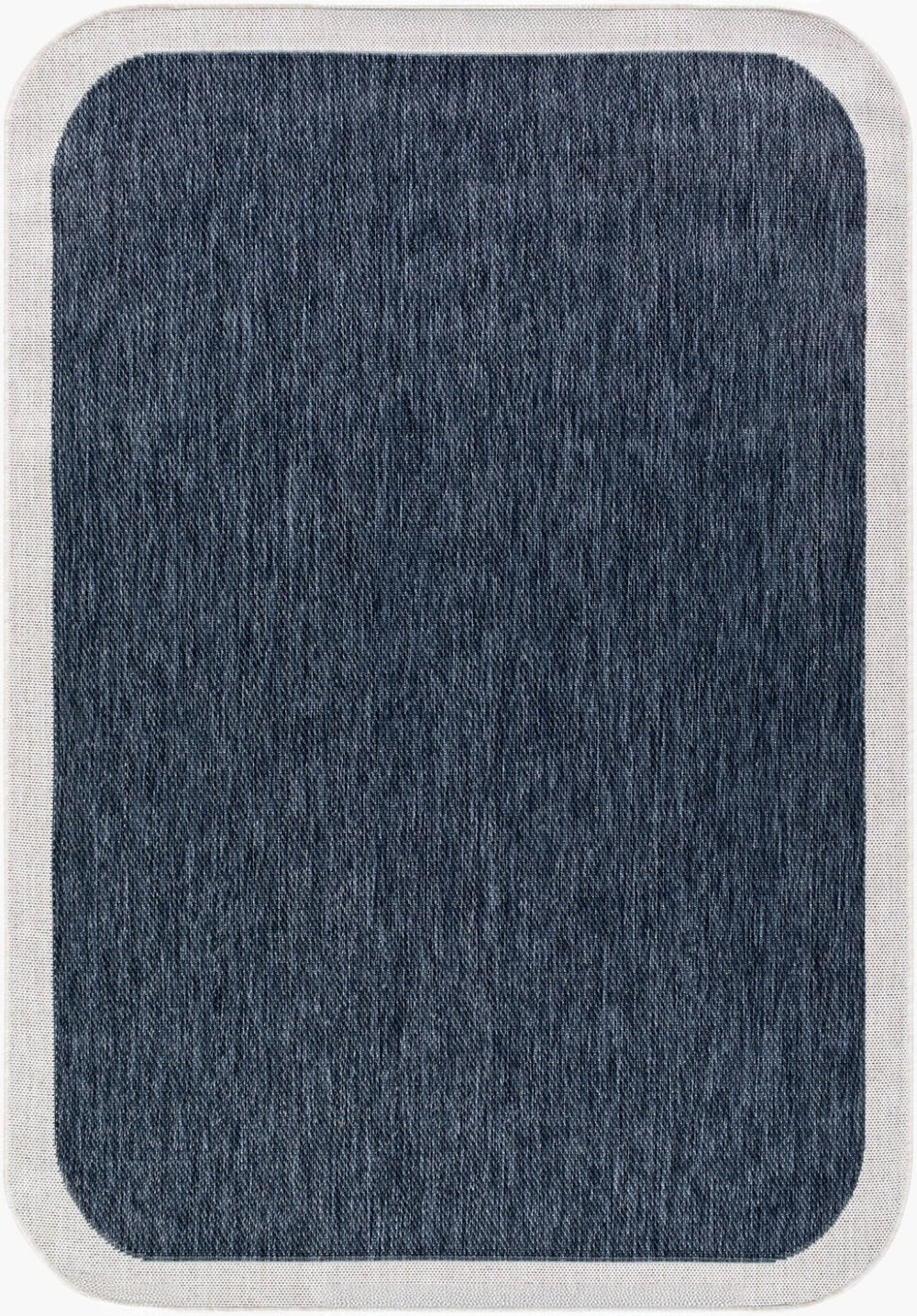 Livabliss Miami Beach Coastal Polypropylene Flatweave Rug for Patio Entryway or Indoor Use Dark Blue, Crea 6'7" x 9' MBH2301-679