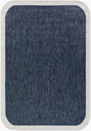 Livabliss Miami Beach Coastal Polypropylene Flatweave Rug for Patio Entryway or Indoor Use Dark Blue, Crea 6'7" x 9' MBH2301-679