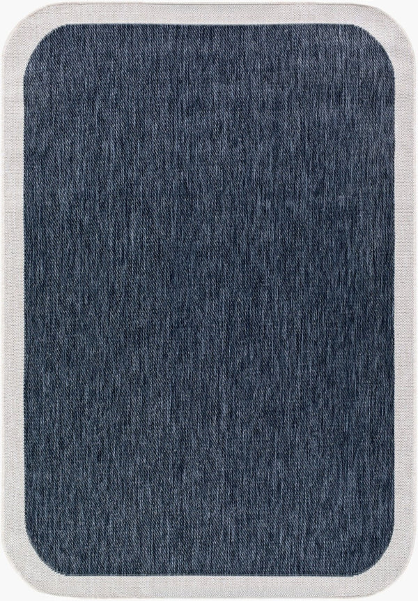 Livabliss Miami Beach Coastal Polypropylene Flatweave Rug for Patio Entryway or Indoor Use Dark Blue, Crea 6'7" x 9' MBH2301-679