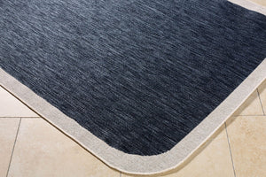 Livabliss Miami Beach Coastal Polypropylene Flatweave Rug for Patio Entryway or Indoor Use Dark Blue, Crea 6'7" x 9' MBH2301-679