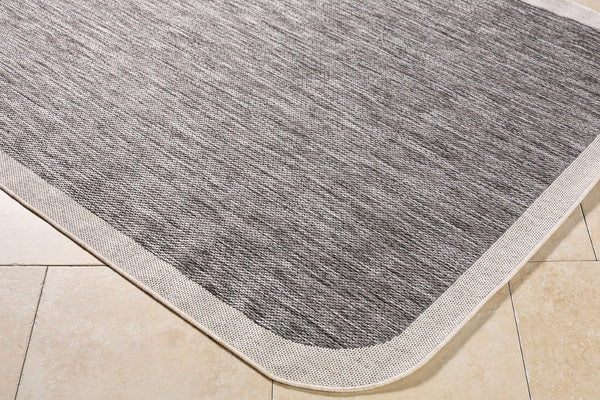 Livabliss Miami Beach Coastal Flatweave Polypropylene Accent Rug for Entryway or Patio Charcoal, Cream 6'7" x 9' MBH2302-679