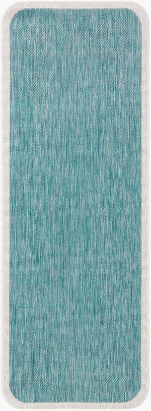 Livabliss Miami Beach Coastal Polypropylene Flatweave Rug for Entryways Patios and High Traffic Rooms Aqua, Cream 2'7" x 7'3" MBH2303-2773