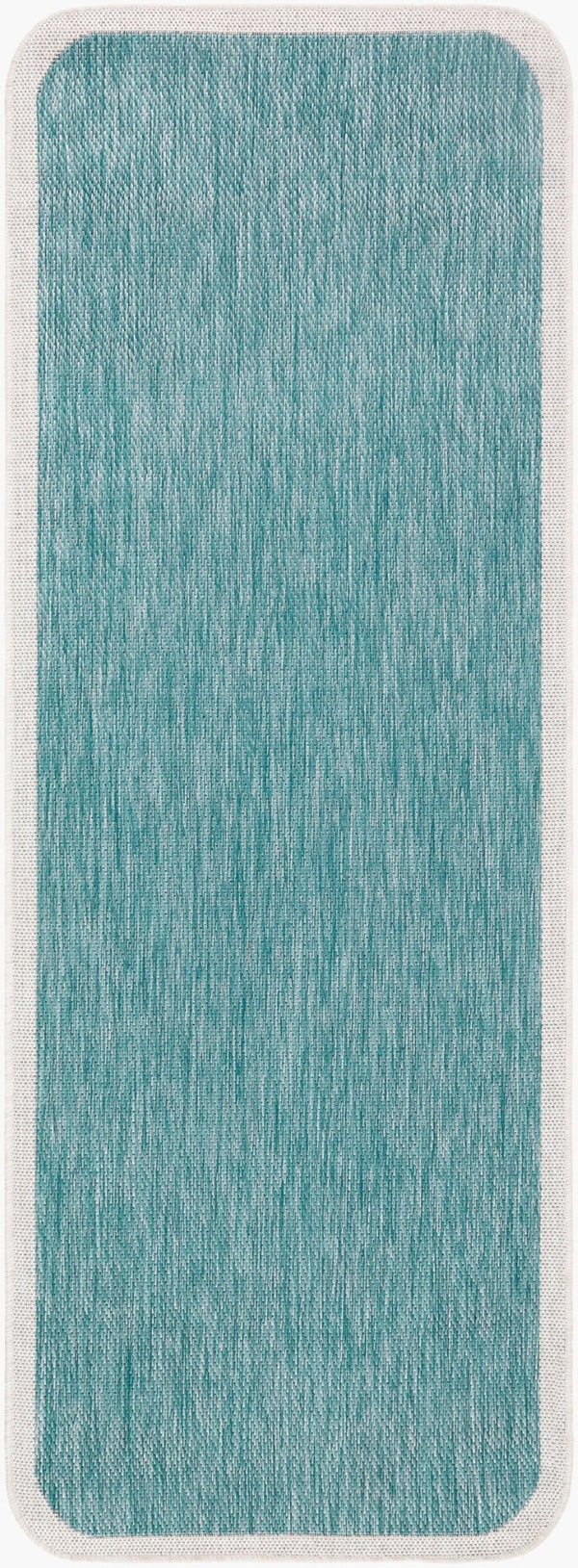 Livabliss Miami Beach Coastal Polypropylene Flatweave Rug for Entryways Patios and High Traffic Rooms Aqua, Cream 2'7" x 7'3" MBH2303-2773