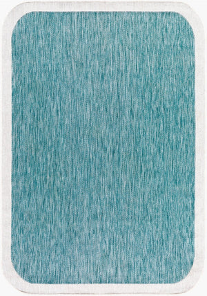 Livabliss Miami Beach Coastal Polypropylene Flatweave Rug for Entryways Patios and High Traffic Rooms Aqua, Cream 7'10" x 10' MBH2303-71010