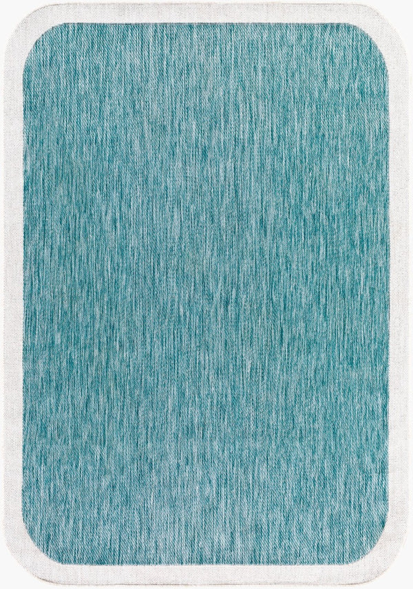 Livabliss Miami Beach Coastal Polypropylene Flatweave Rug for Entryways Patios and High Traffic Rooms Aqua, Cream 7'10" x 10' MBH2303-71010