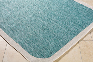 Livabliss Miami Beach Coastal Polypropylene Flatweave Rug for Entryways Patios and High Traffic Rooms Aqua, Cream 7'10" x 10' MBH2303-71010