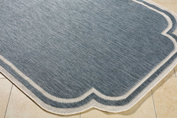 Livabliss Miami Beach Coastal Polypropylene Flat Woven Accent Rug for Entryway or Patio Blue, Cream 7'10" x 10' MBH2308-71010