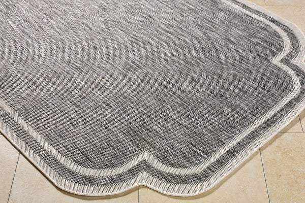 Livabliss Miami Beach Coastal Polypropylene Accent Rug for Entryways Patios and Bathrooms Charcoal, Cream 7'10" x 10' MBH2310-71010