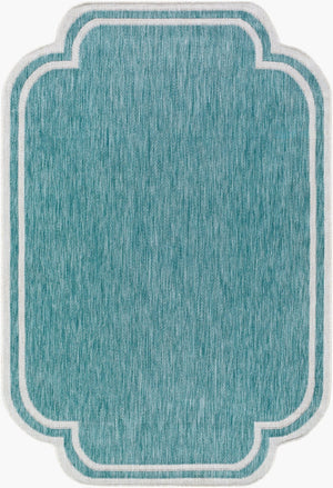 Livabliss Miami Beach Coastal Polypropylene Rug Turkish Woven Indoor Outdoor Entryway Accent Aqua, Cream 2'7" x 7'3" MBH2311-2773