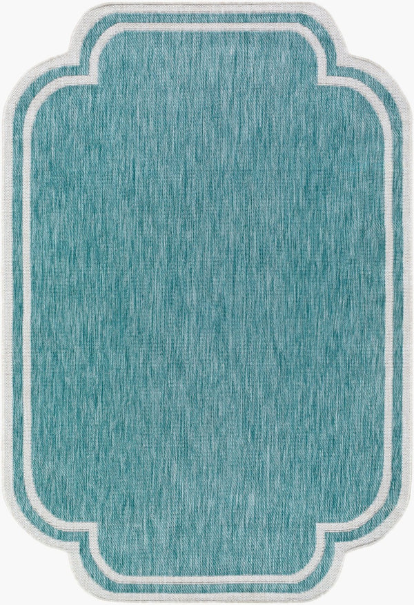 Livabliss Miami Beach Coastal Polypropylene Rug Turkish Woven Indoor Outdoor Entryway Accent Aqua, Cream 2'7" x 7'3" MBH2311-2773