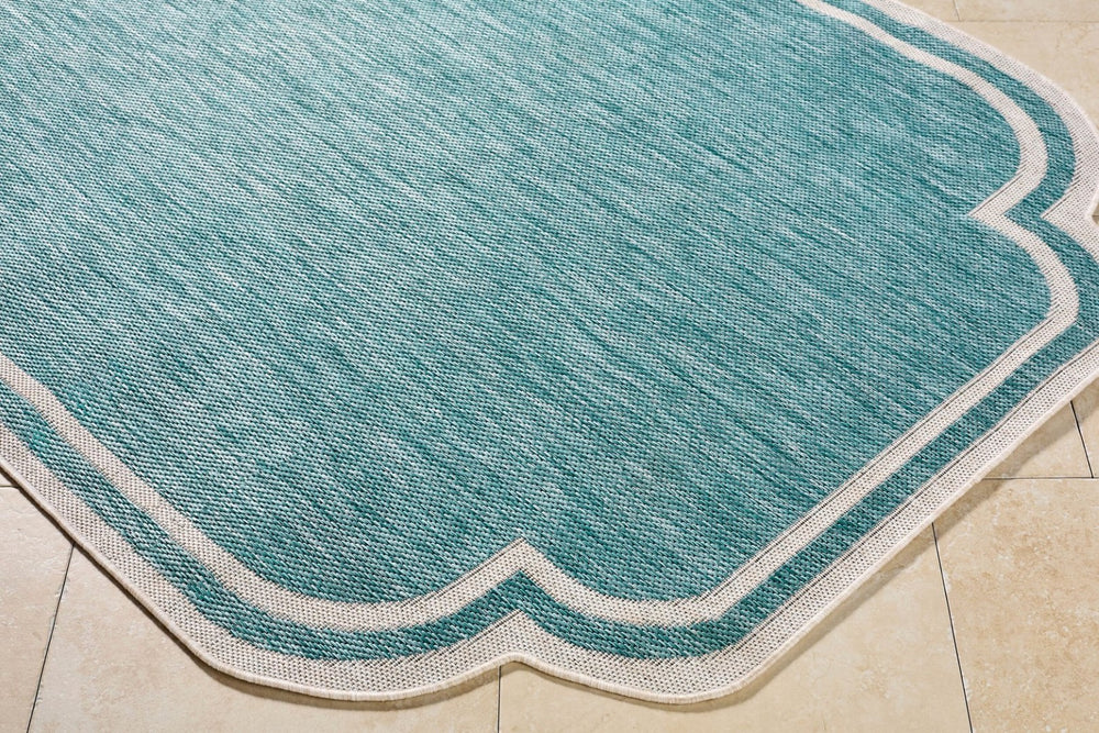 Livabliss Miami Beach Coastal Polypropylene Rug Turkish Woven Indoor Outdoor Entryway Accent Aqua, Cream 2'7" x 7'3" MBH2311-2773