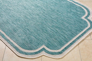 Livabliss Miami Beach Coastal Polypropylene Rug Turkish Woven Indoor Outdoor Entryway Accent Aqua, Cream 2'7" x 7'3" MBH2311-2773