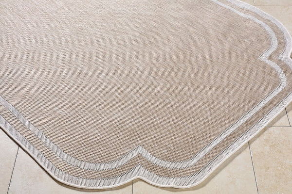 Livabliss Miami Beach Coastal Polypropylene Flat Weave Rug for Patio Entryway or Foyer Tan, Cream 2'4" x 3'9" MBH2314-2745