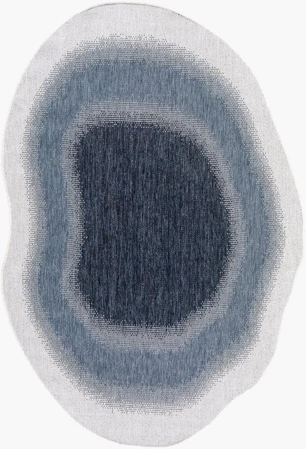 Livabliss Miami Beach Polypropylene Outdoor Rug Coastal Traditional Woven Patio Deck Accent Blue, Cream 7'10" x 10' MBH2315-71010