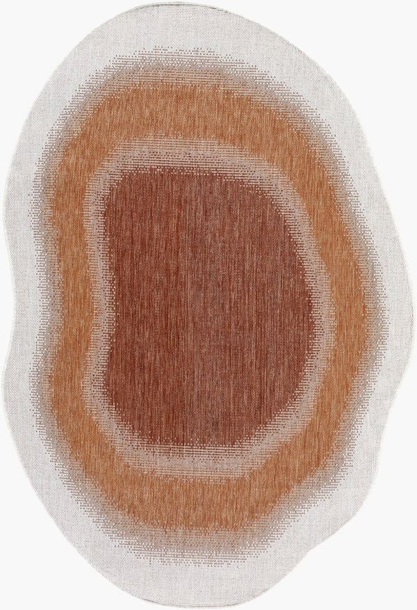 Livabliss Miami Beach Coastal Polypropylene Area Rug for Patio Sunroom or Transitional Living Rust, Cream 6'7" x 9' MBH2317-679