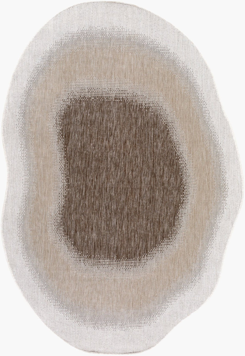 Livabliss Miami Beach Polypropylene Outdoor Rug Coastal Traditional Pattern Patio Deck Sunroom Tan, Dark Brown 7'10" x 10' MBH2318-71010