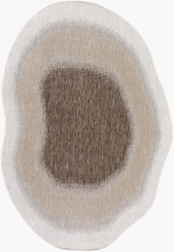 Livabliss Miami Beach Polypropylene Outdoor Rug Coastal Traditional Pattern Patio Deck Sunroom Tan, Dark Brown 7'10" x 10' MBH2318-71010