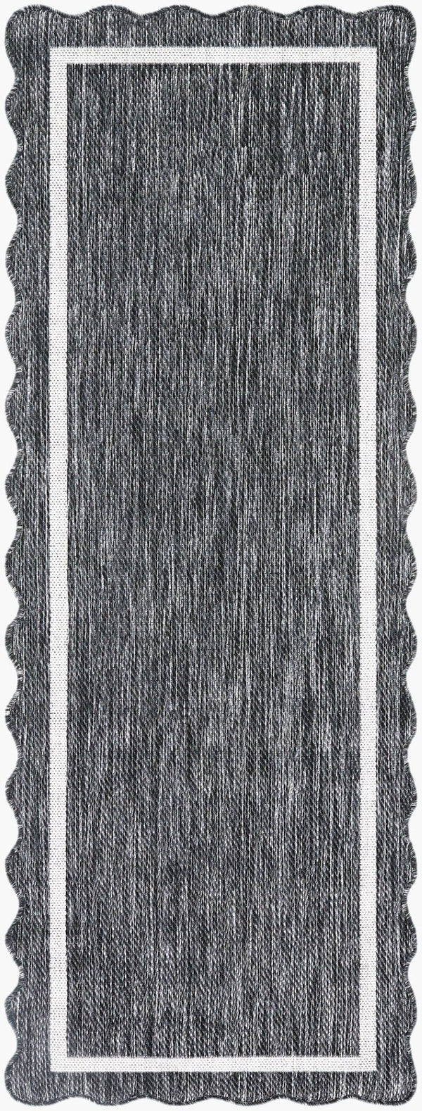 Livabliss Miami Beach Coastal Polypropylene Area Rug for Entryways Patios and Transitional Spaces Black, Cream 2'7" x 7'3" MBH2319-2773