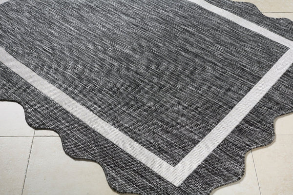 Livabliss Miami Beach Coastal Polypropylene Area Rug for Entryways Patios and Transitional Spaces Black, Cream 2'7" x 7'3" MBH2319-2773