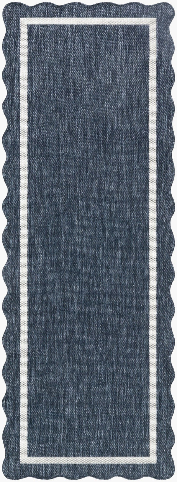 Livabliss Miami Beach Coastal Polypropylene Area Rug Woven in Turkey for Indoor Outdoor Use Dark Blue, Crea 2'7" x 7'3" MBH2320-2773