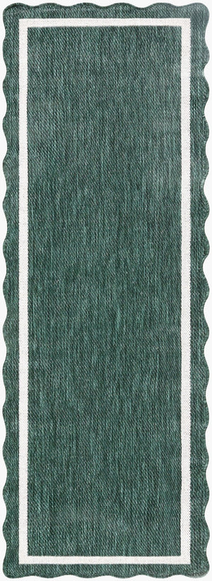 Livabliss Miami Beach Coastal Polypropylene Accent Rug for Entryways Patios and Living Rooms Dark Green, Cre 2'7" x 7'3" MBH2321-2773
