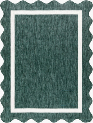 Livabliss Miami Beach Coastal Polypropylene Accent Rug for Entryways Patios and Living Rooms Dark Green, Cre 9'2" x 12' MBH2321-9212