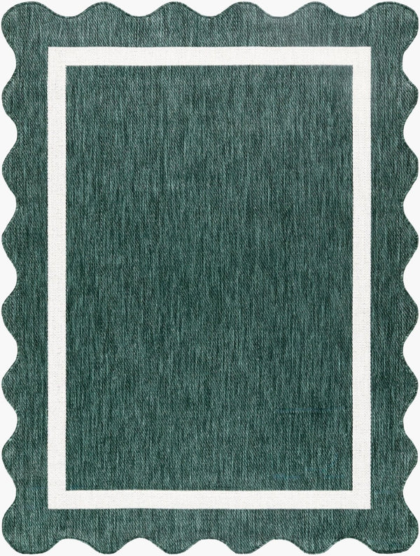 Livabliss Miami Beach Coastal Polypropylene Accent Rug for Entryways Patios and Living Rooms Dark Green, Cre 9'2" x 12' MBH2321-9212