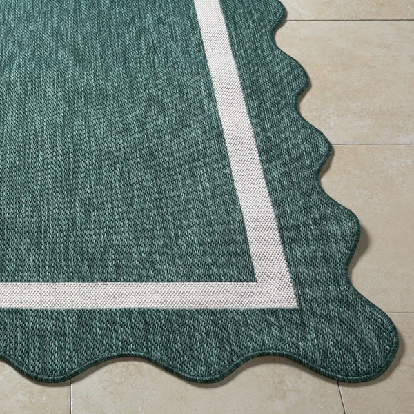 Livabliss Miami Beach Coastal Polypropylene Accent Rug for Entryways Patios and Living Rooms Dark Green, Cre 9'2" x 12' MBH2321-9212