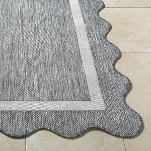 Livabliss Miami Beach Coastal Polypropylene Area Rug for Indoor Outdoor Patios and Living Rooms Charcoal, Cream 6'7" x 9' MBH2322-679