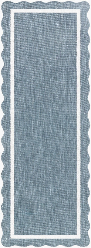 Livabliss Miami Beach Coastal Traditional Polypropylene Indoor Outdoor Accent Rug for Patio Entryway Blue, Cream 2'7" x 7'3" MBH2325-2773