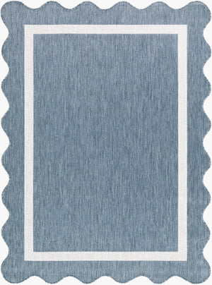 Livabliss Miami Beach Coastal Traditional Polypropylene Indoor Outdoor Accent Rug for Patio Entryway Blue, Cream 5'3" x 7' MBH2325-537