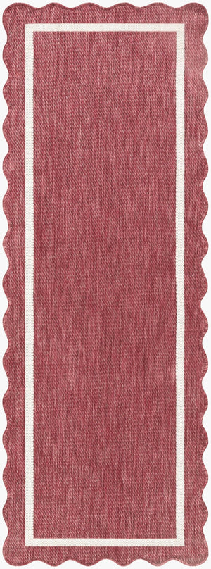 Livabliss Miami Beach Polypropylene Accent Rug for Coastal Indoor Outdoor Patio Living Burgandy, Cream 2'7" x 7'3" MBH2328-2773