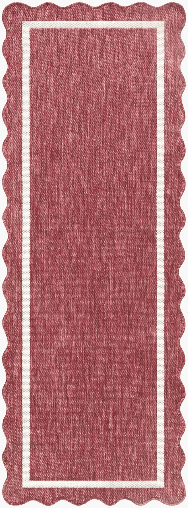 Livabliss Miami Beach Polypropylene Accent Rug for Coastal Indoor Outdoor Patio Living Burgandy, Cream 2'7" x 7'3" MBH2328-2773