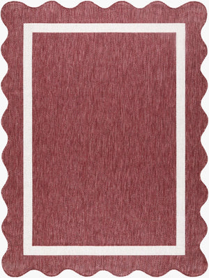 Livabliss Miami Beach Polypropylene Accent Rug for Coastal Indoor Outdoor Patio Living Burgandy, Cream 7'10" x 10' MBH2328-71010
