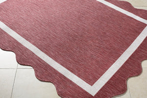 Livabliss Miami Beach Polypropylene Accent Rug for Coastal Indoor Outdoor Patio Living Burgandy, Cream 7'10" x 10' MBH2328-71010